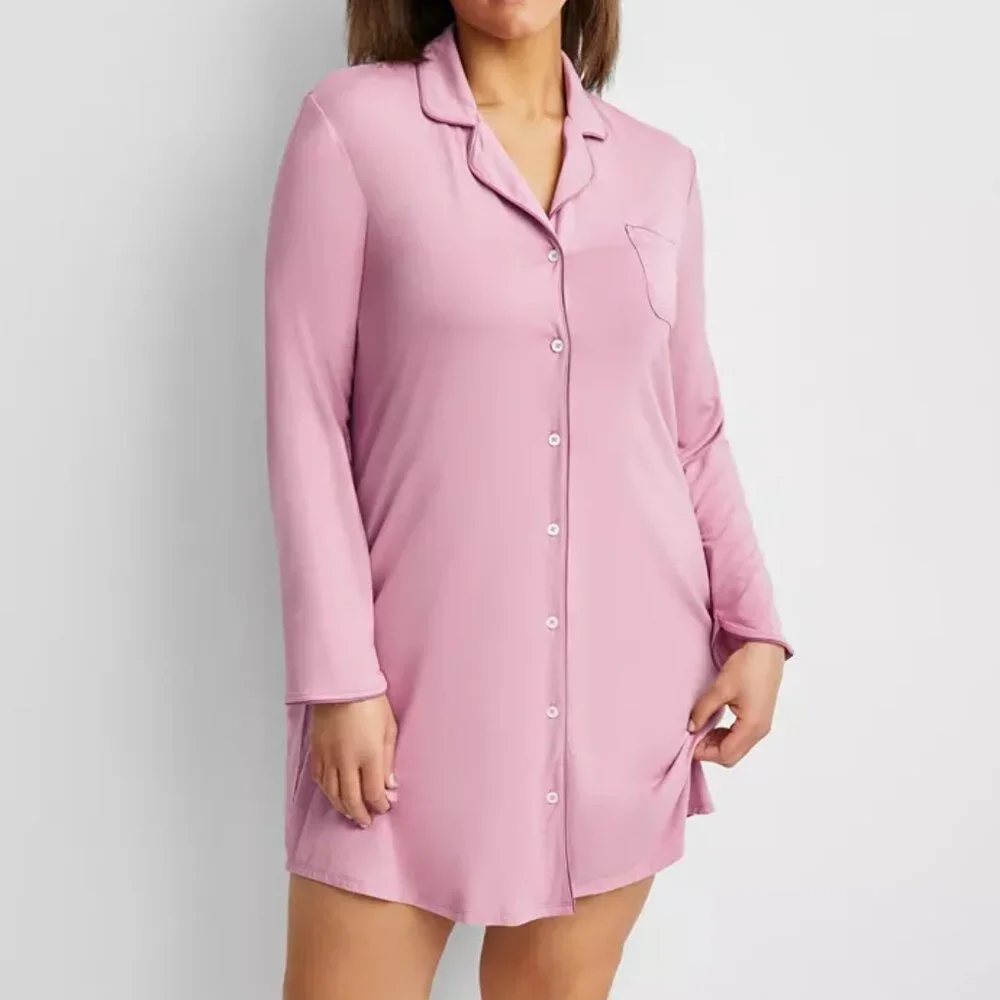 Macy's State of Day Women's Notch Collar Sleepshirt Mauve Orchid NWT - Picture 2 of 7
